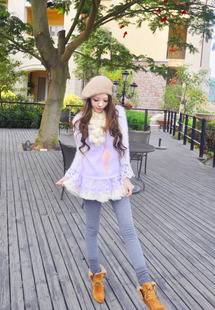 <em>蕾丝</em>针织衫 雪纺蓬蓬短裙 紧身<em>打底</em>长裤 皮草围