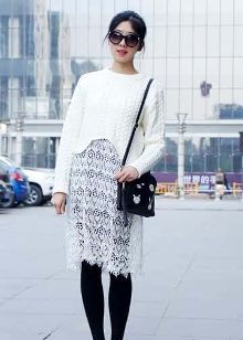 情人节穿啥能让他为之疯狂?<em>毛衣</em>搭配<em>蕾丝</em>裙!【