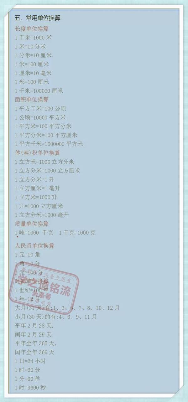六,小学数学几何公式