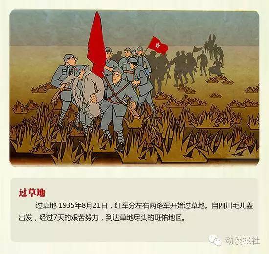 这组漫画选取了井冈山会师,通道转兵,遵义会议,四渡赤水,爬雪山等耳熟