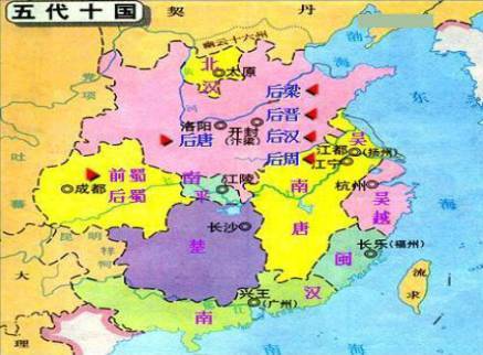 (五代十国分布图) 对于五代乱象,《水浒传》的开篇是这么写的:五代残