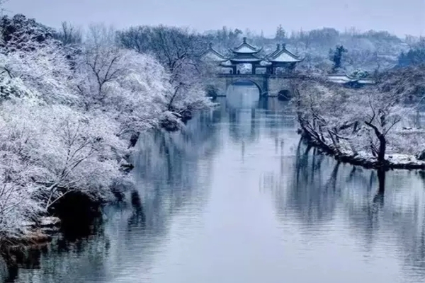 中国最美的冬天--北方大雪纷飞，南方花开成海。