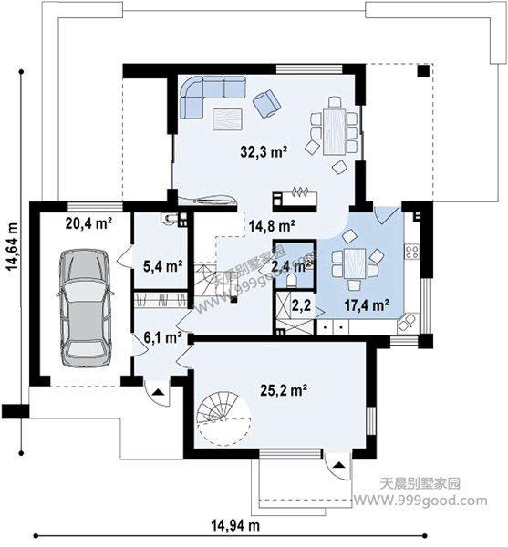 五套现代新型别墅效果图 平面图分享!