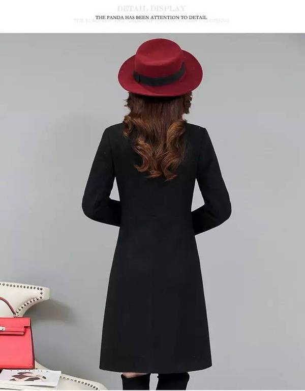 冬装新款韩版长款立领修身时尚百搭女式羊绒呢子大衣（货号 5257 ）