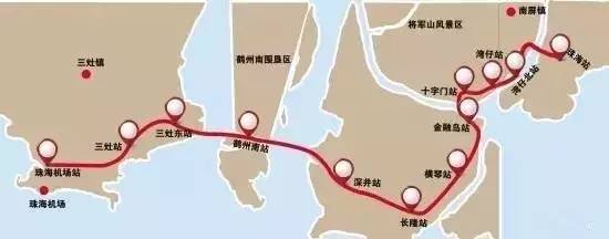 从珠海站向横琴,机场延长,横琴站将于澳门轻轨对接,实现珠海澳门的