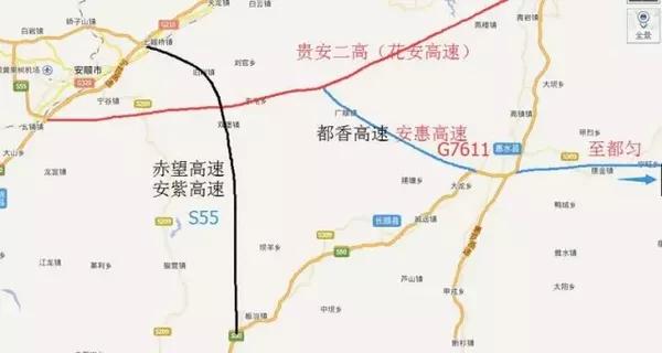 经贵安新区,长顺至安顺,接普定至安顺高速公路西环线终点小屯枢纽互通