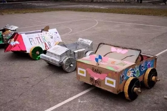 幼儿纸箱手工制作警车_小制作大全