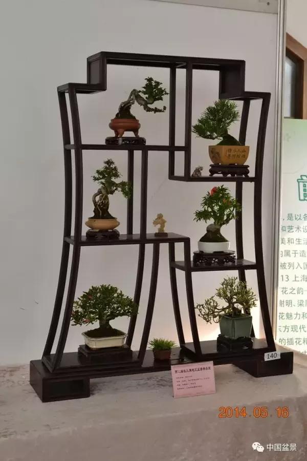 这届展会一个特点是组合微型盆景多,各式博古架层出不穷,机会难得