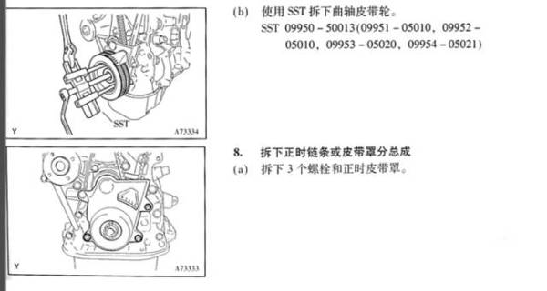 丰田霸道5a--fe发动机正时皮带安装