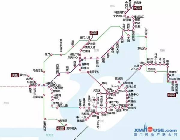 而且厦门将建成地铁 厦门已确定5条地铁线站点图 未来5年