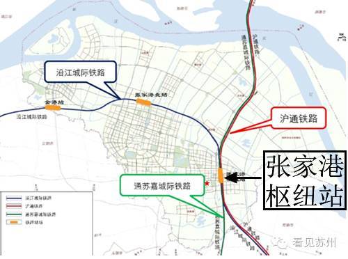 张家港—南通铁路公路大桥规划图 桥梁采用公铁合建,铁路为四线,公路