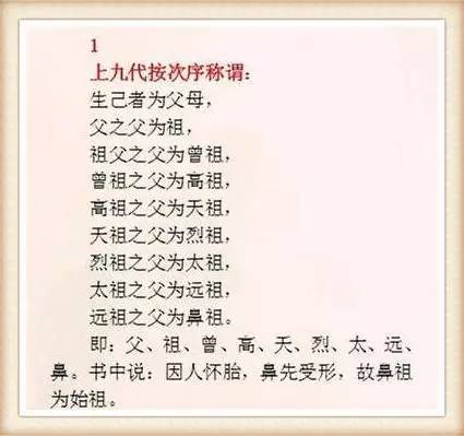 冷知识丨上九代,下九代到底怎么称呼?九族又是哪九族?