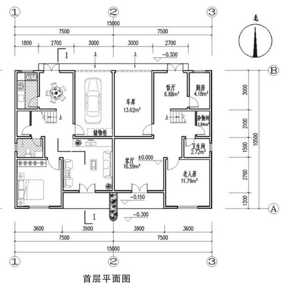 15x10米农村房,户型方正,清新