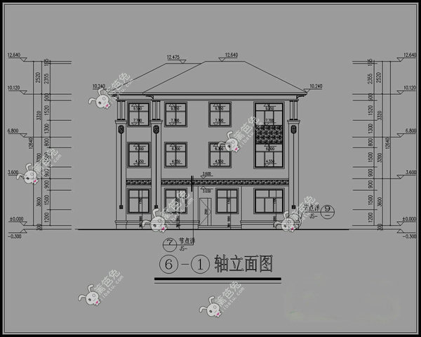新农村自建房屋设计图纸三层欧式别墅设计效果图附全套施工图! 建筑层数:三层 占地尺寸:面宽13.5米x进深12.9米 占地面积:163.8平方 建筑总面积/总层高:457.5平米(不含入户平台、阳台、露台)/总高12.64米,屋檐口高10.24米 建筑结构:砖混结构 平面功能介绍: 一层:两室两厅一厨一卫一楼梯一堂厅(玄关) 门廊(11.