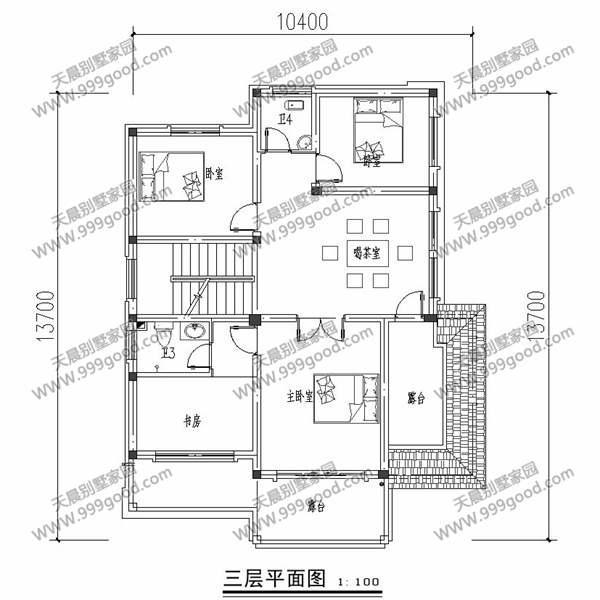 新农村自建房设计图 农村别墅三层10x13米 美观舒适