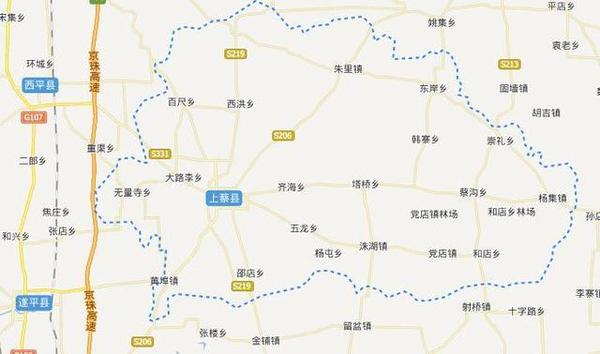 【上蔡区划图】 截止2012年,全县辖4个街道:蔡都街道,芦岗街道,卧龙