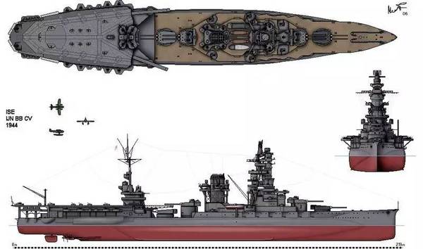 所以伊势被改造成了航空战列舰这一日本独有的舰型.