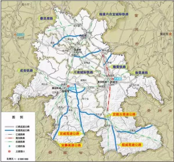 川东北经济区交通布局图示