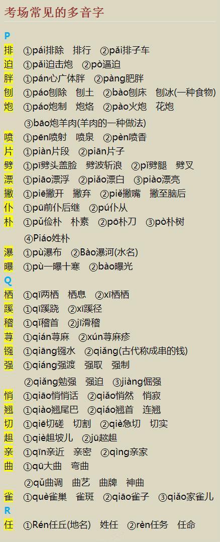 最全小学六年多音字!"拼音 组词",错过可惜!