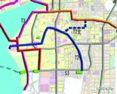 从规划图可以看出 t2号线,t4号线在 吴江太湖新城,吴中太湖新城都有