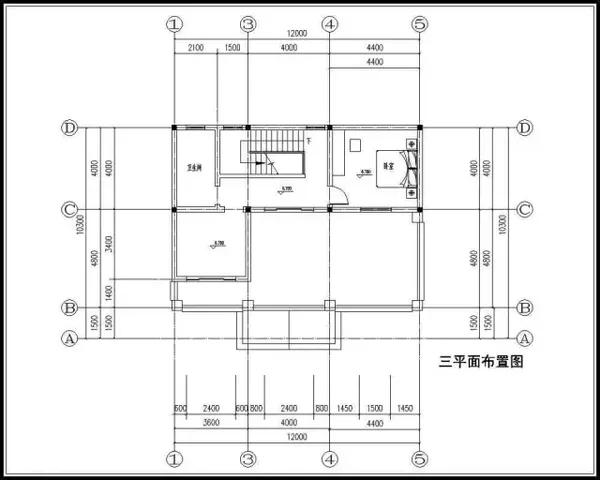 二层:三室一厅两卫一楼梯 户型