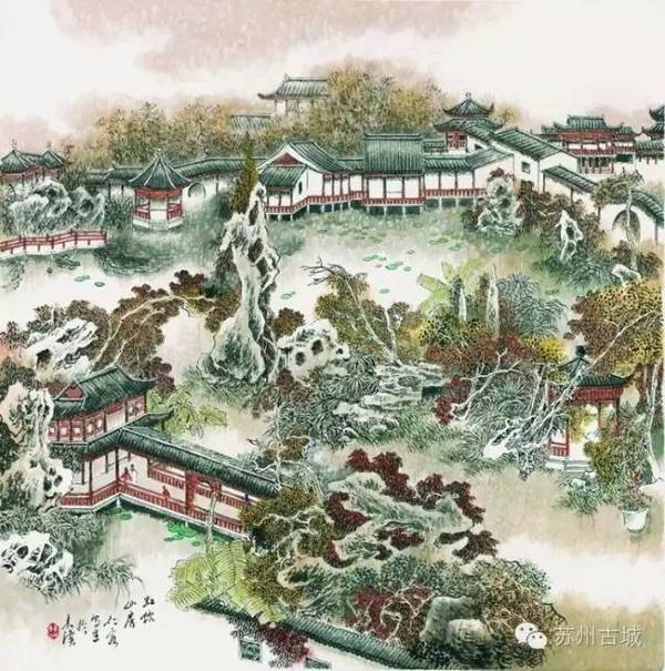 比宫崎骏的电影还要美!工笔画下的苏州园林,太震撼了!