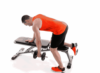 4,单臂哑铃划船 主要锻炼部位:背部 练背必做动作之一,倒三角的