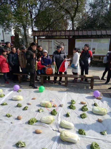 趣味的套圈活动,套到什么蔬菜就获得什么蔬菜