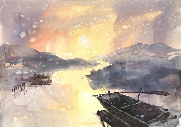 【泊】 水粉画 尚燕作品