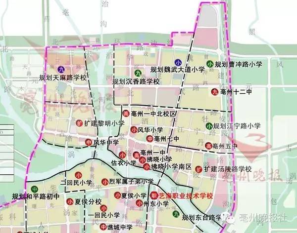 (亳州近期中小学布点规划图) 公园 亳州未来几年要继续建设的有陵