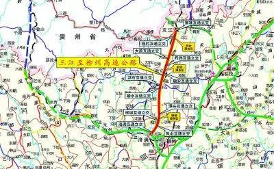 与桂林至三江高速公路相接,途经融安县,融水县,柳城县,终于柳江县洛满