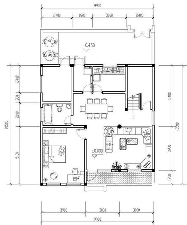 10米x11米平面图,10x11米三层农村建房图 农村2层自建房10x11米,卧室全朝南,含平面图