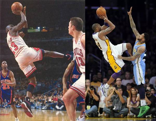 迈克尔乔丹和科比_乔丹科比打篮球图片_科比穿乔丹球衣-圈子花园图片