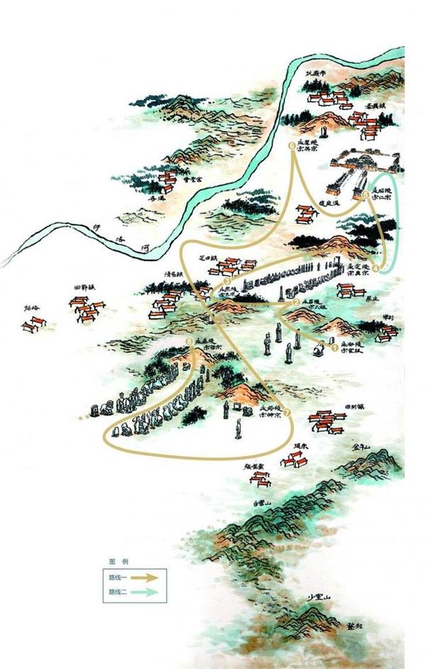 巩义北宋"七帝八陵"分布图