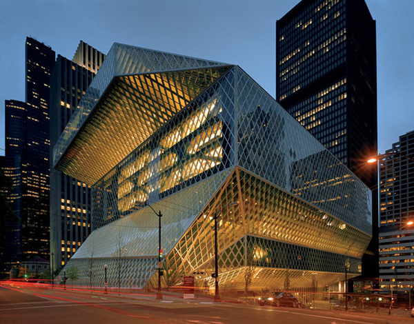 建筑亮化设计:西雅图中央图书馆构成多彩空间!