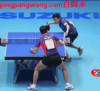 看我左手右手一个慢动作~ 引拍(图二中许昕有个强烈的兜球动作是否看