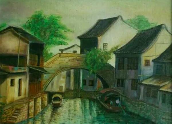 卢富宇1997年油画作品《江南早春》