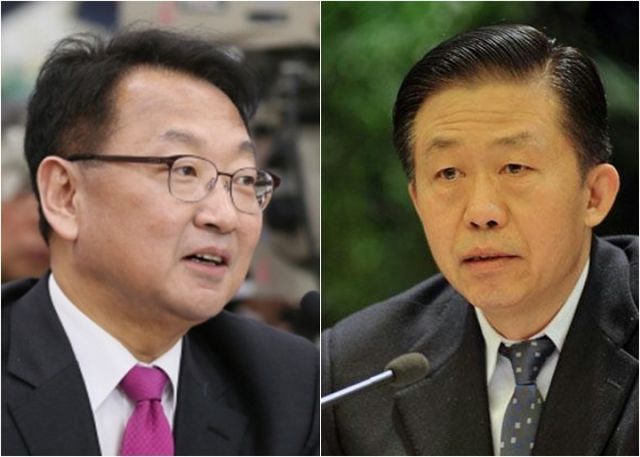 左:韩国企划财政部长官柳一镐,右:中国财政部长肖捷
