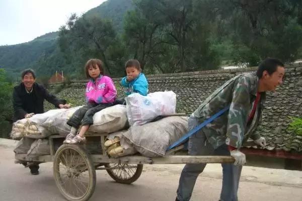 在农村还有一个也是靠两个轮子驱动的——架子车,有的地方叫板车.