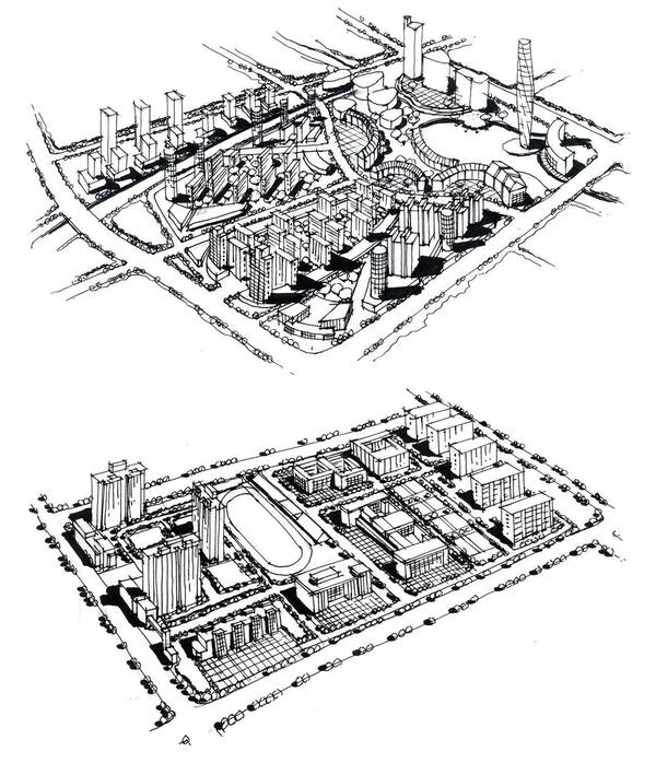 100张建筑鸟瞰手绘,没有华丽的笔触但绝对实用!