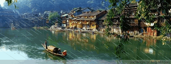 a stream flows; 古道西风瘦马, on ancient road in the west wind