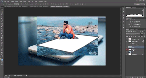 新手趣味教程!ps合成坐在手机上的你