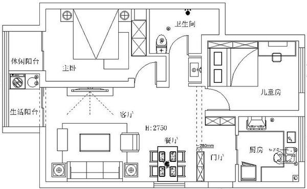 两室两厅cad图,三室两厅两卫cad图 金沙湖高尔夫观邸两室两厅装修效果图欣赏