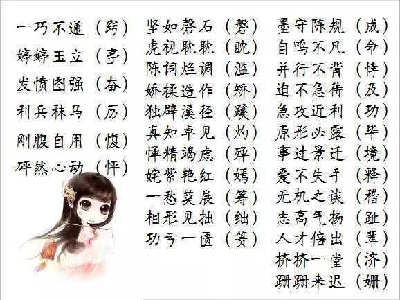 小学生考试易错的205个四字成语归纳,建议收藏