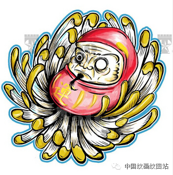 日式达摩蛋不倒翁纹身素材专辑