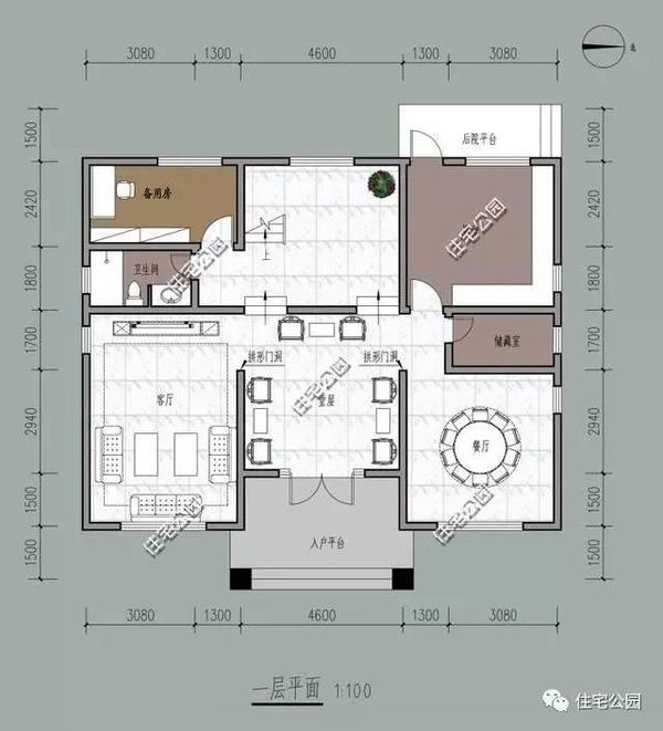 广东农村别墅三层半户型,坐西朝东带堂屋含平面图