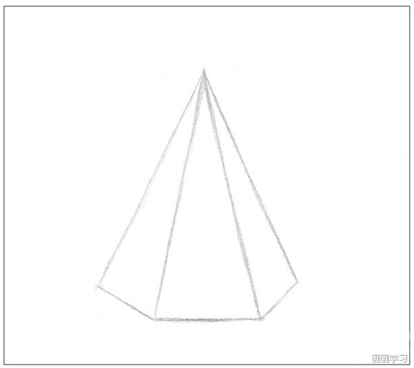 素描六棱锥光源 素描六棱锥绘画步骤2 3,使用4b铅笔,画出物体暗部与