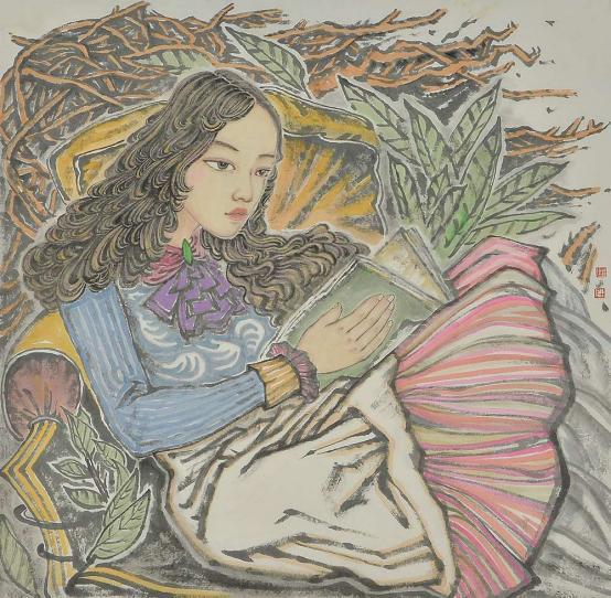 女画家刘帅这幅作品,描绘了一个清纯而漂亮的读书的少女的艺术