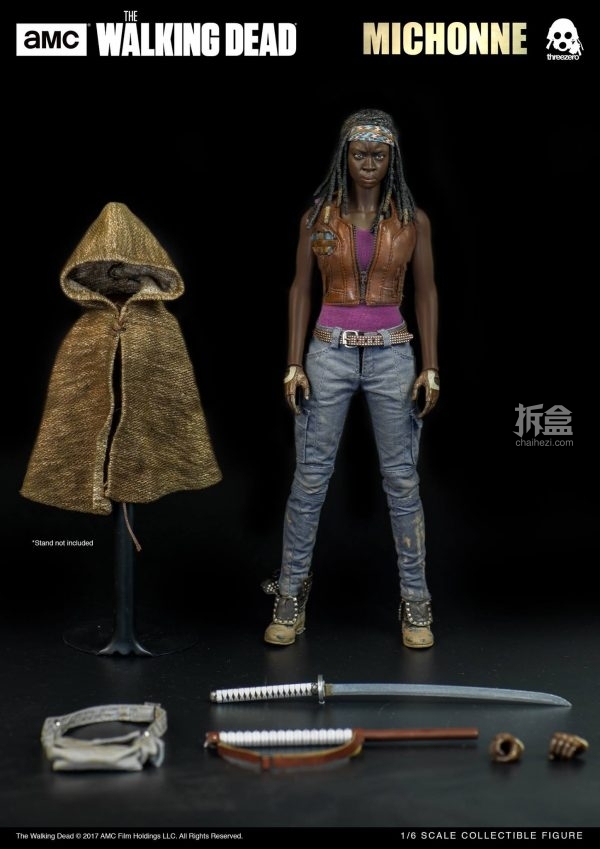 threezero美剧《行尸走肉》刀女-米琼恩 michonne,宠物僵尸1/6可动