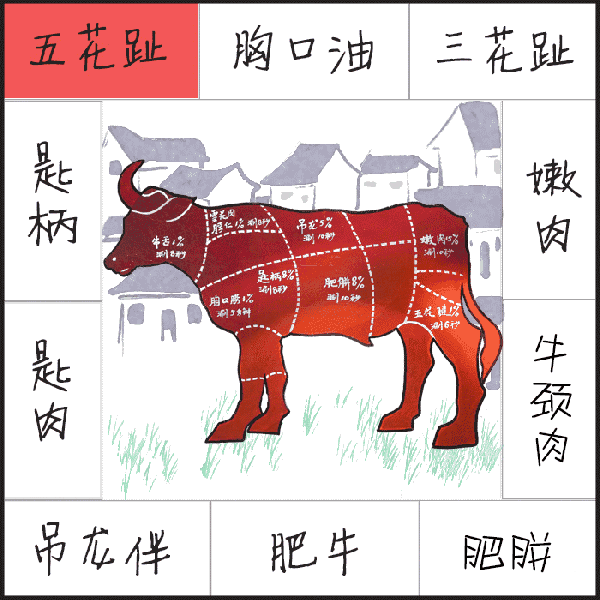 潮汕牛肉部位分割图3d